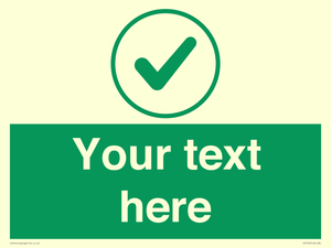 Custom green background, green tick in circle sign